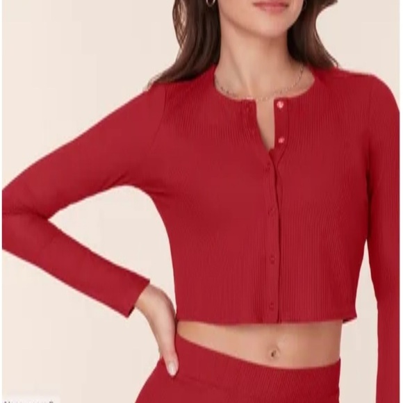 Andie Swim Augusta Jacket Ribbed Coverup Flame Red size M NWT - Picture 1 of 6